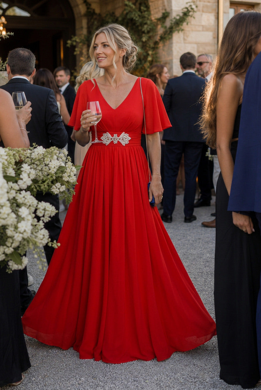 Chiffon Pleated Maxi Dress