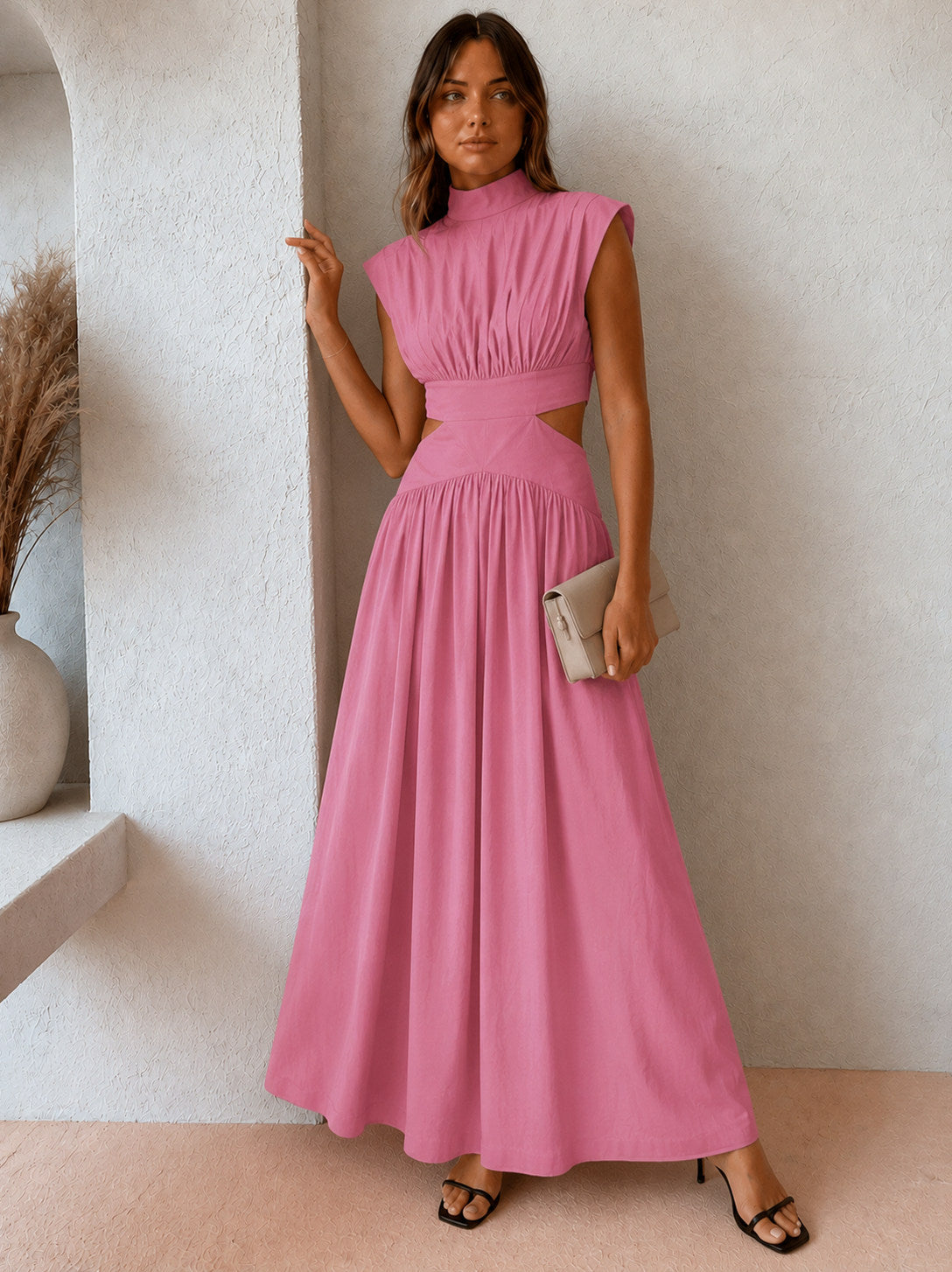 High Neck Cutout Maxi Dress