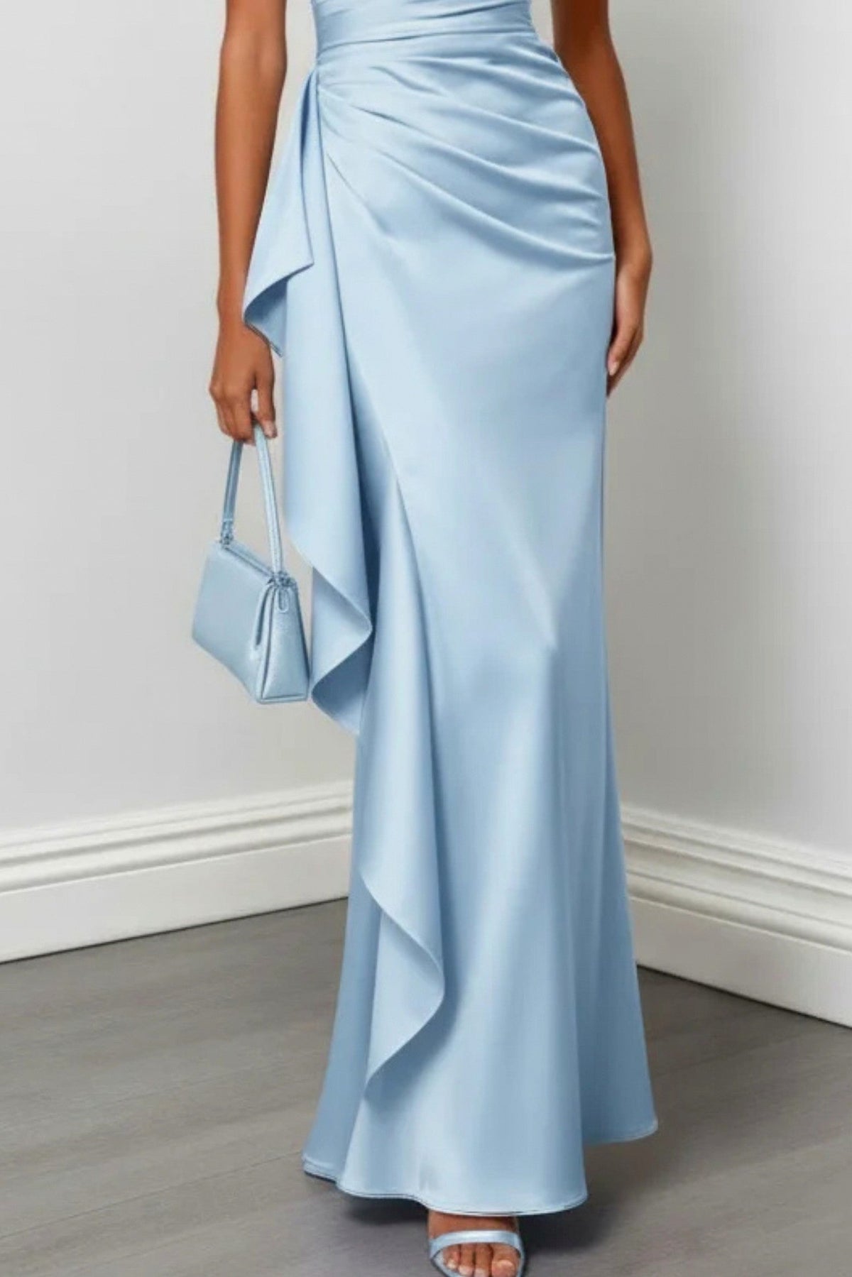 Satin One Shoulder Maxi Dress