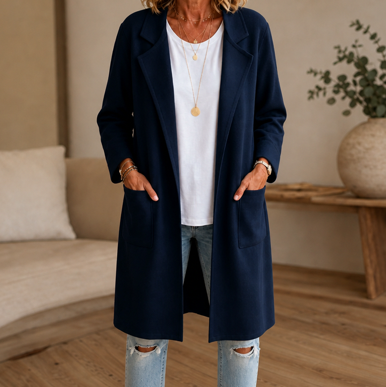 Knit Long Sleeve Open Front Coat