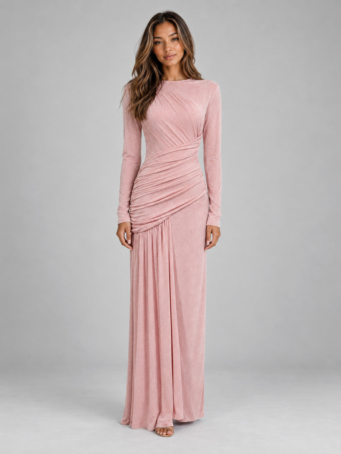 Long Sleeve Ruched Maxi Dress