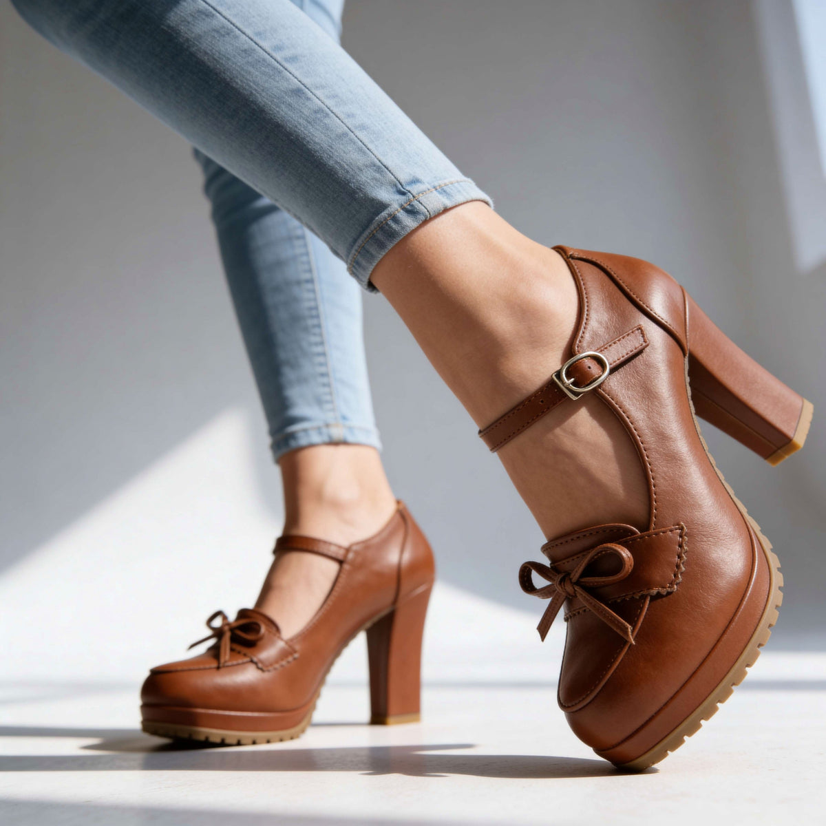 Platform Bow Mary Jane Heels