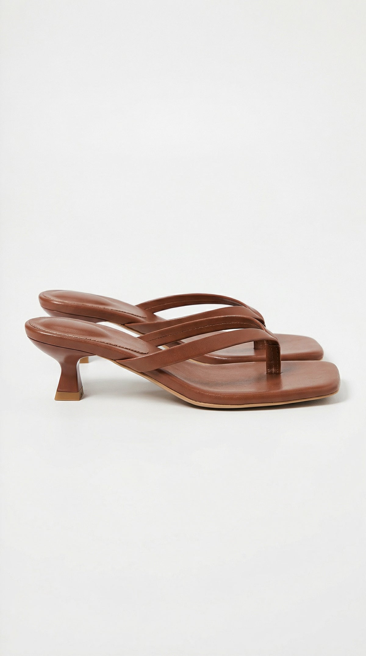 Square Toe Kitten Heel Thong Sandals