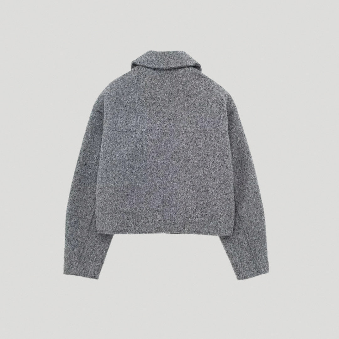 Tweed Collared Zip Cropped Jacket