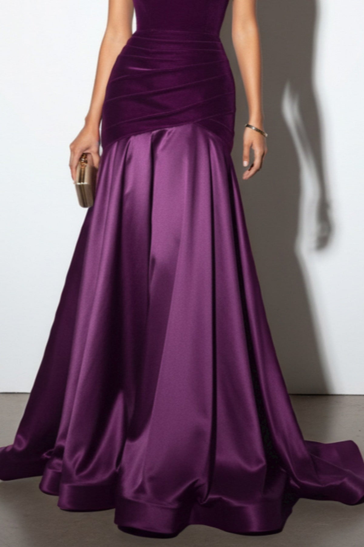 Velvet One Shoulder Drop Waist Maxi Dress
