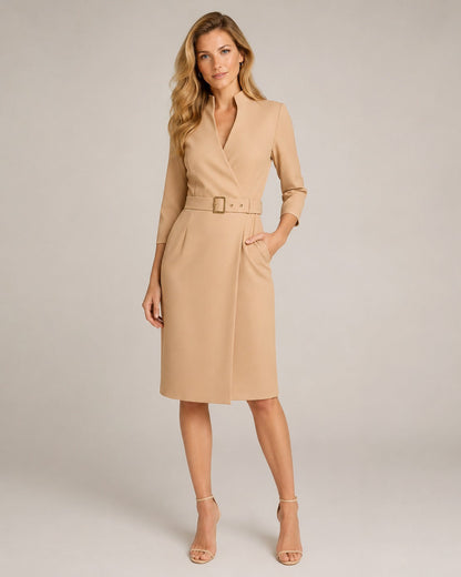 Belted Wrap Midi Dress