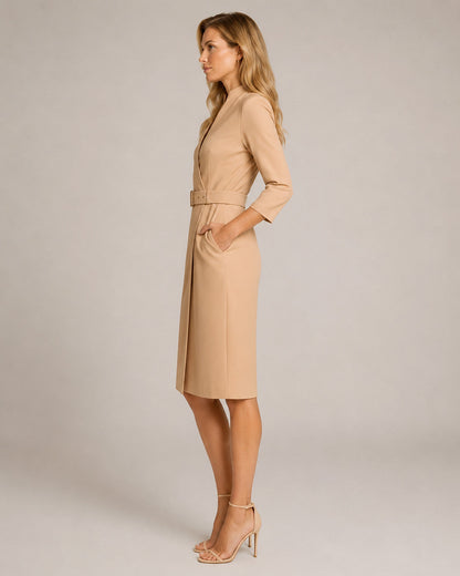 Belted Wrap Midi Dress