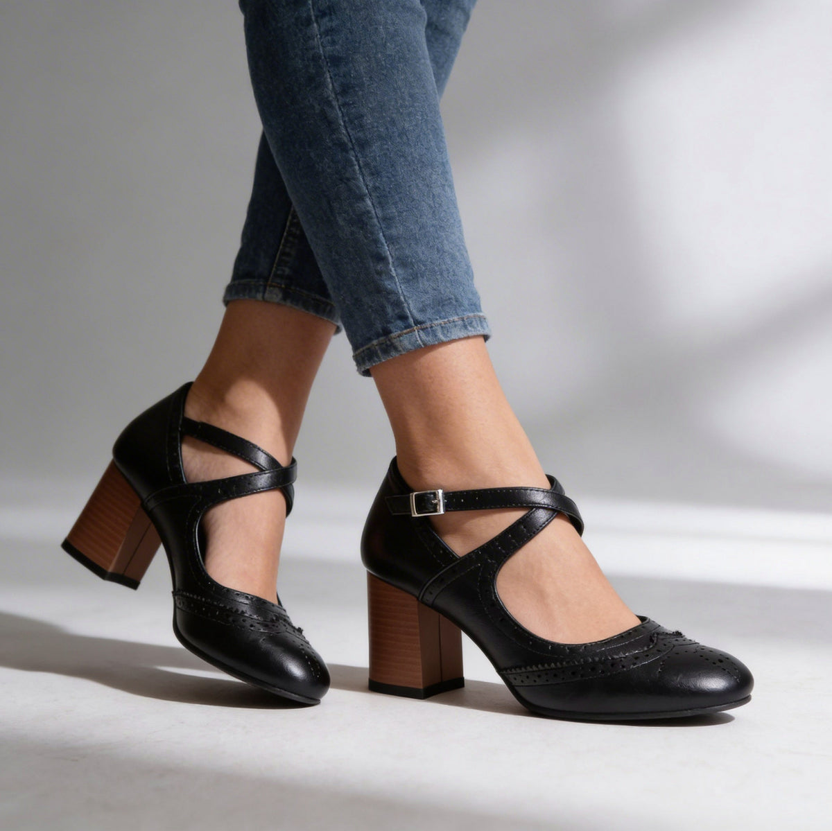 Block Heel Mary Jane Pumps