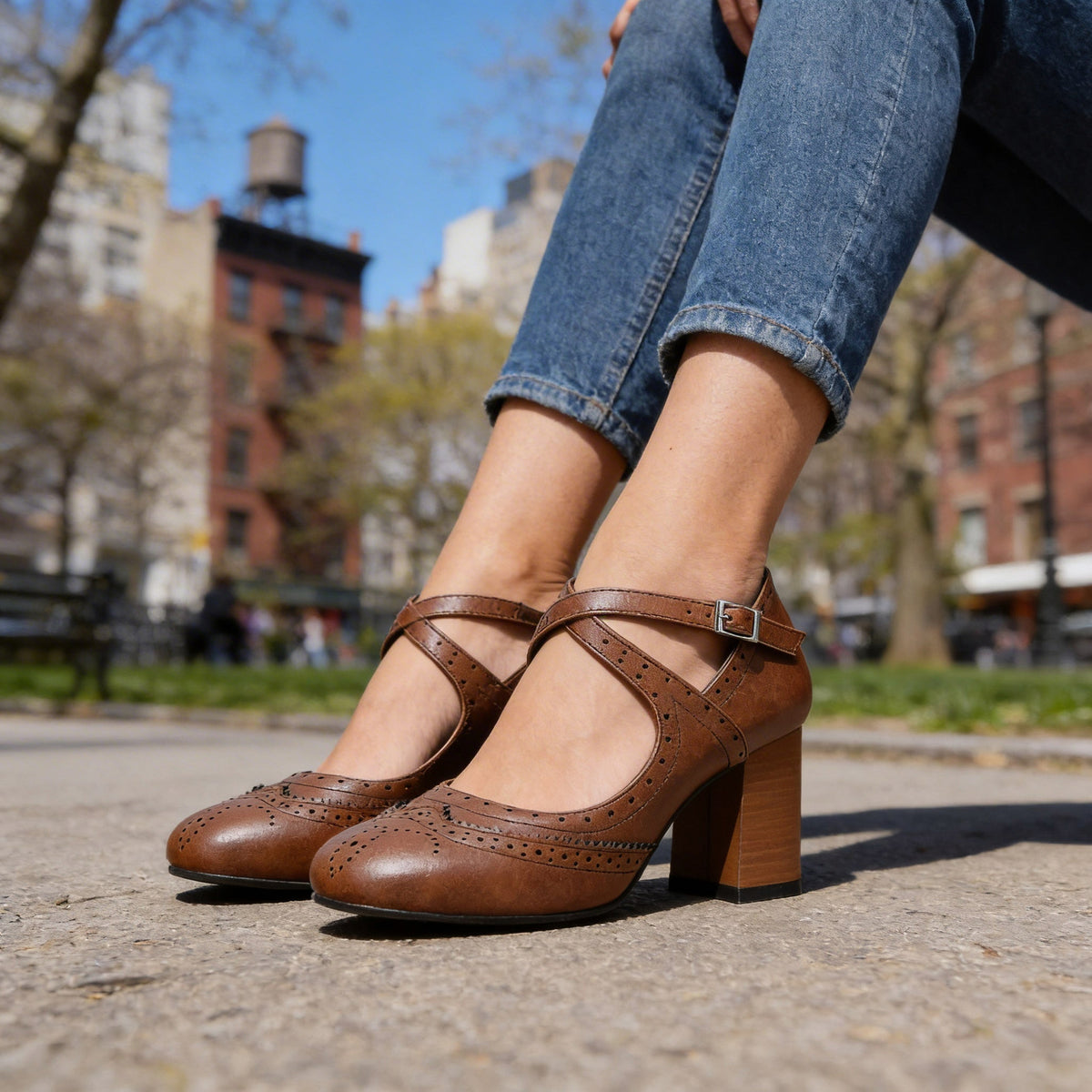 Block Heel Mary Jane Pumps