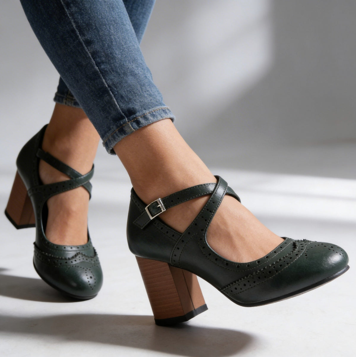 Block Heel Mary Jane Pumps