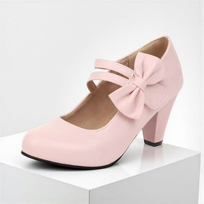 Bow Double Strap Mary Jane Pumps