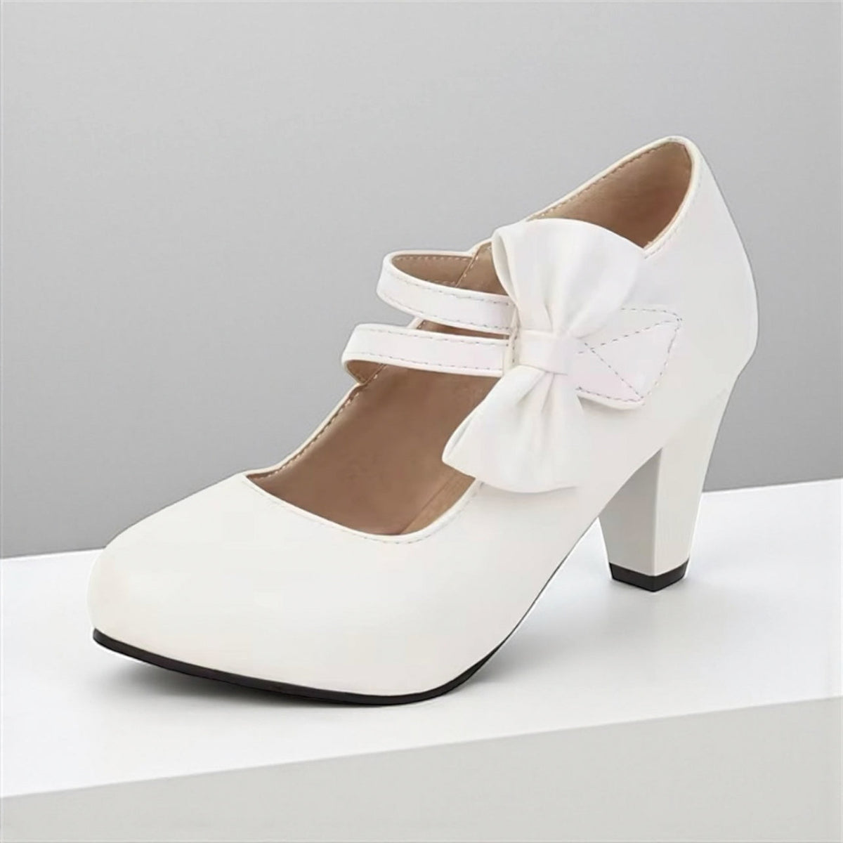 Bow Double Strap Mary Jane Pumps