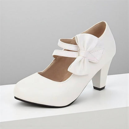 Bow Double Strap Mary Jane Pumps