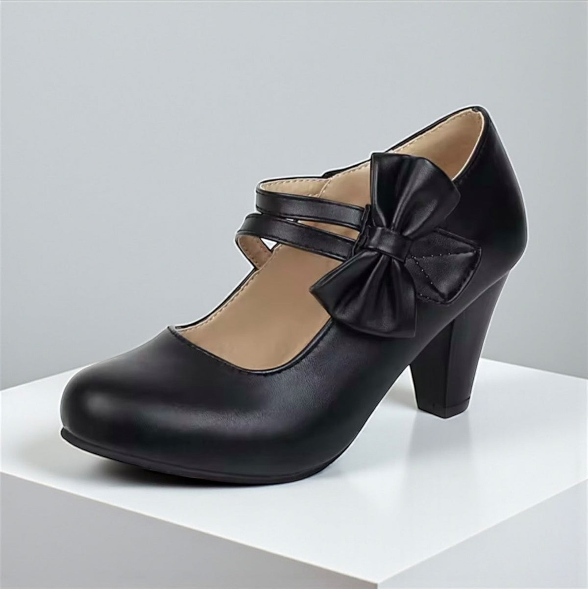 Bow Double Strap Mary Jane Pumps