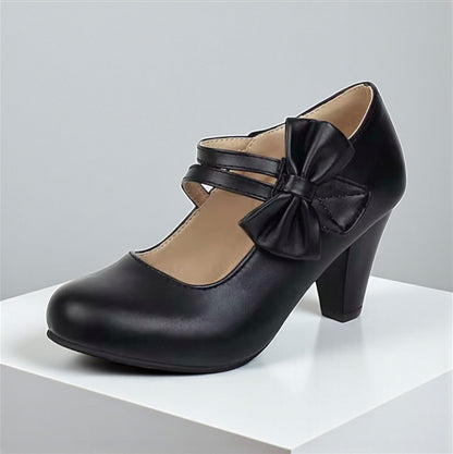 Bow Double Strap Mary Jane Pumps