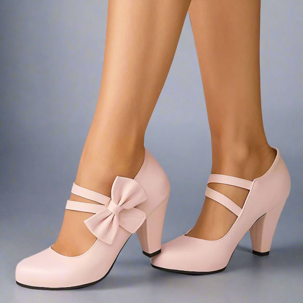 Bow Double Strap Mary Jane Pumps