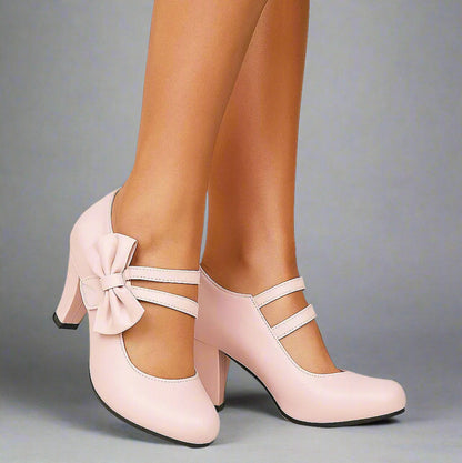 Bow Double Strap Mary Jane Pumps