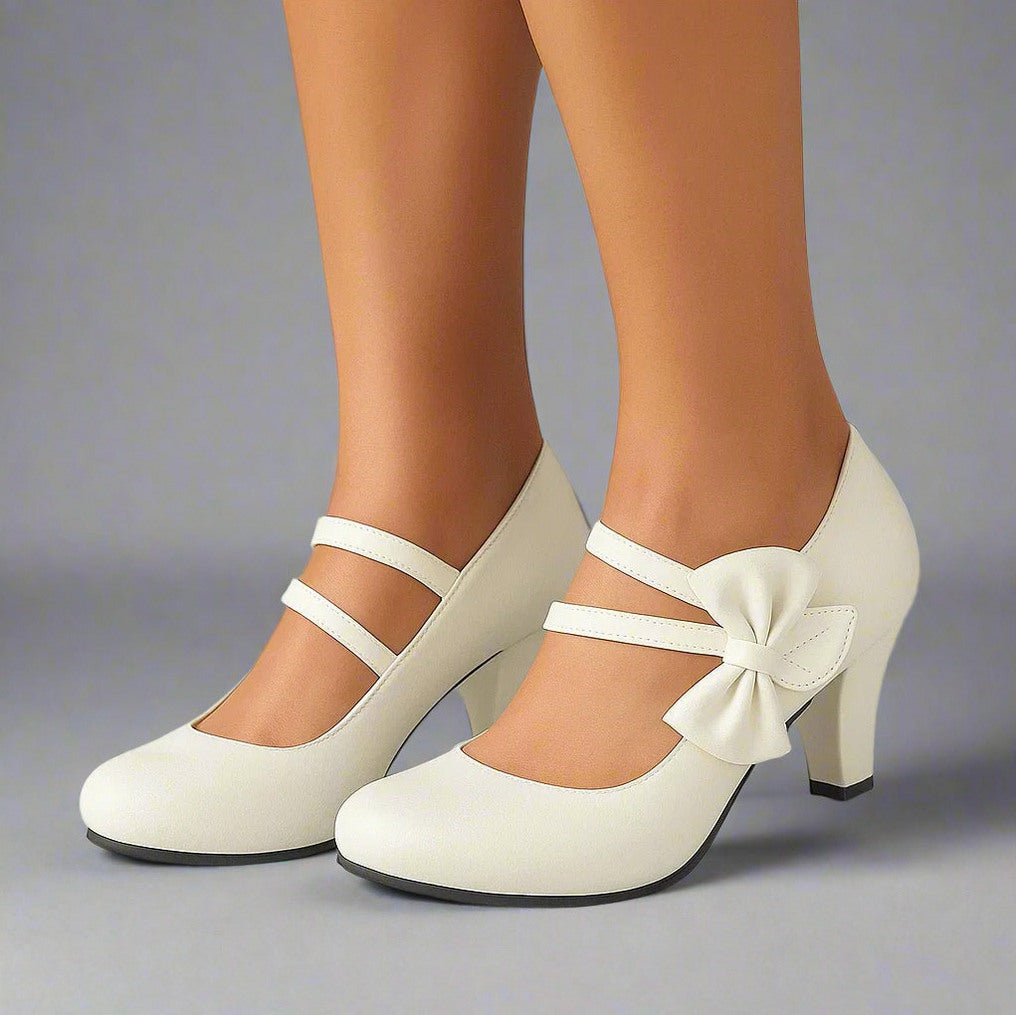 Bow Double Strap Mary Jane Pumps
