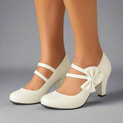 Bow Double Strap Mary Jane Pumps