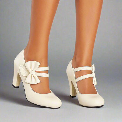 Bow Double Strap Mary Jane Pumps