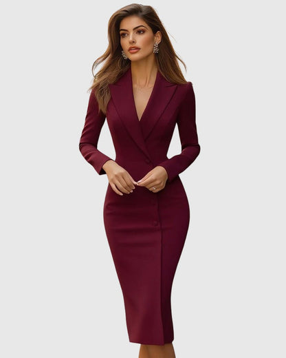 Button Front Midi Blazer Dress