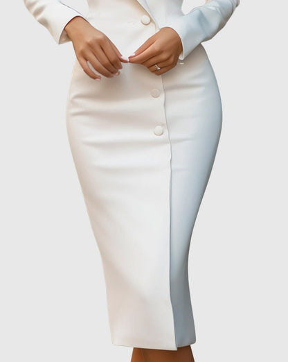 Button Front Midi Blazer Dress