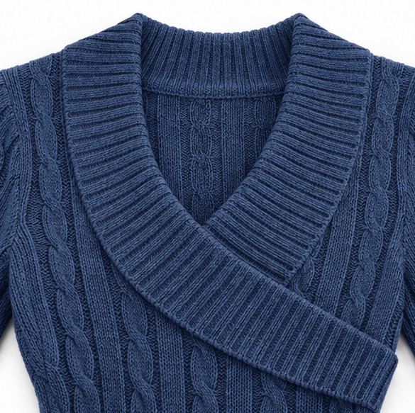 Cable Knit Wrap Long Sleeve Mini Sweater Dress