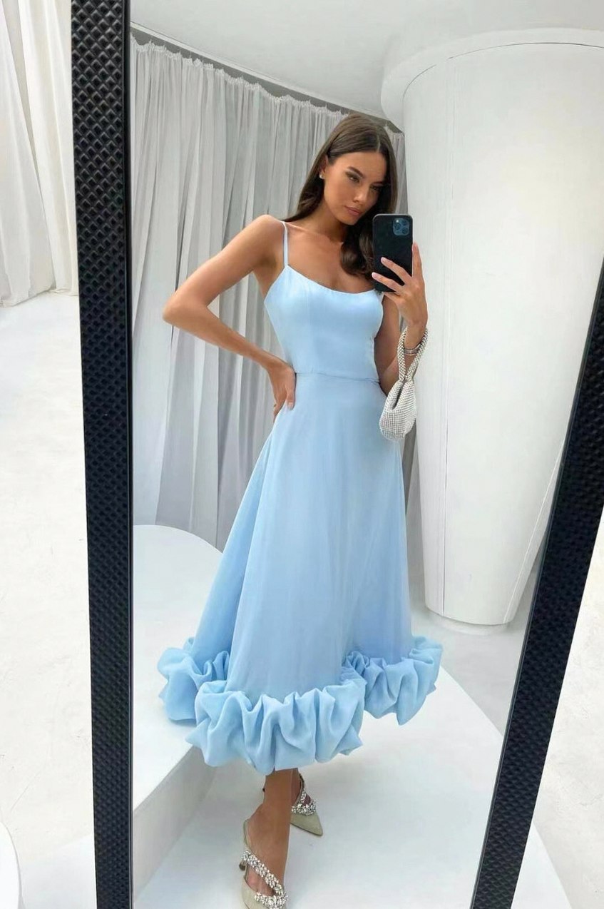 Chiffon Bubble Hem Maxi Dress