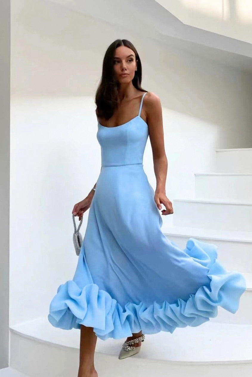 Chiffon Bubble Hem Maxi Dress