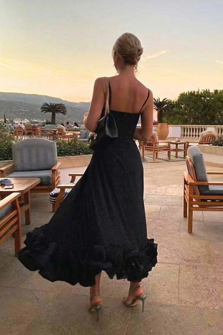 Chiffon Bubble Hem Maxi Dress