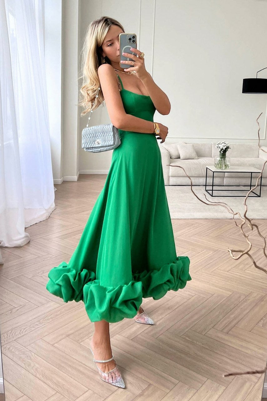 Chiffon Bubble Hem Maxi Dress