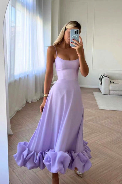 Chiffon Bubble Hem Maxi Dress