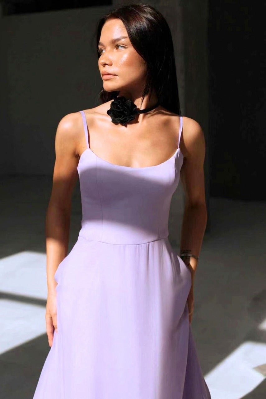 Chiffon Bubble Hem Maxi Dress