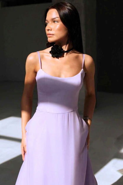 Chiffon Bubble Hem Maxi Dress