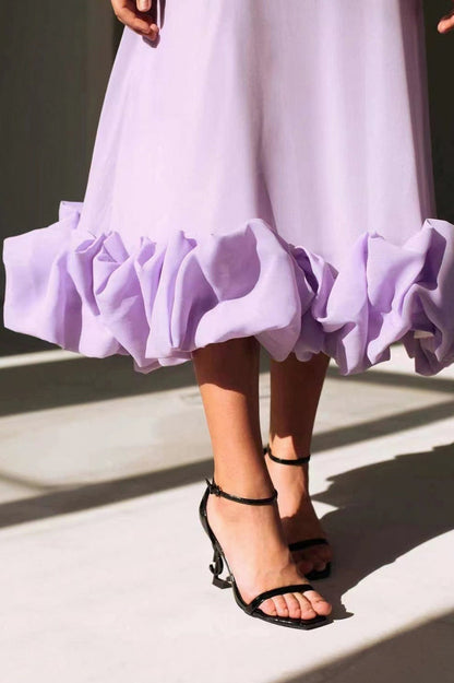 Chiffon Bubble Hem Maxi Dress