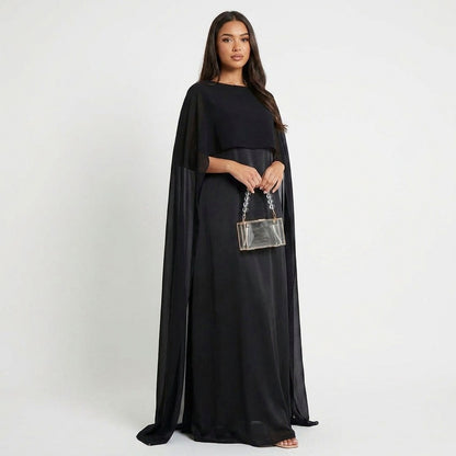 Chiffon Cape Maxi Dress