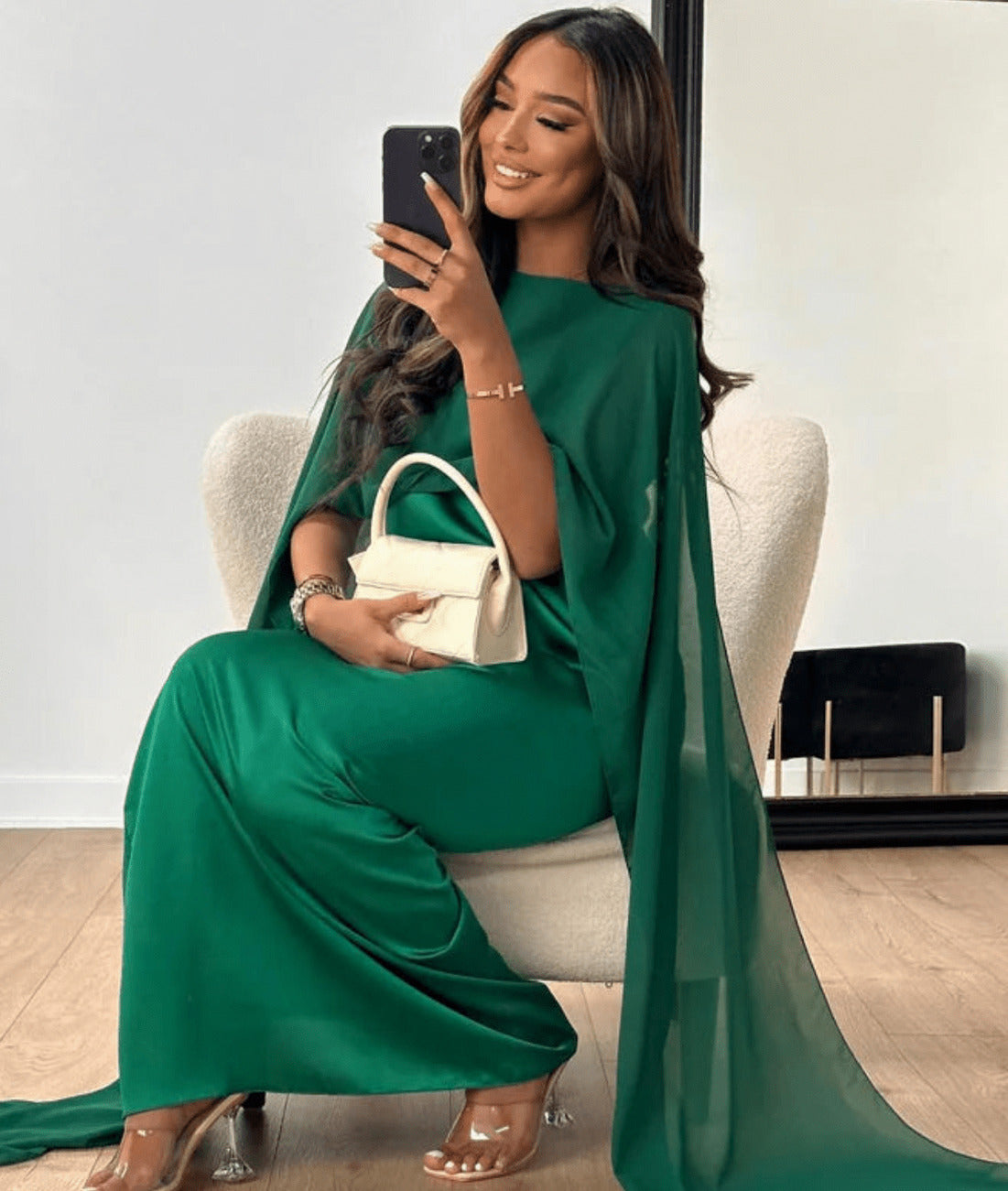 Chiffon Cape Maxi Dress