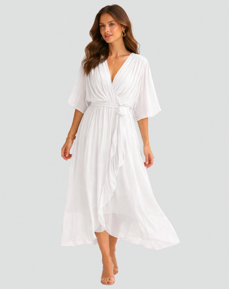 Chiffon Draped Midi Dress