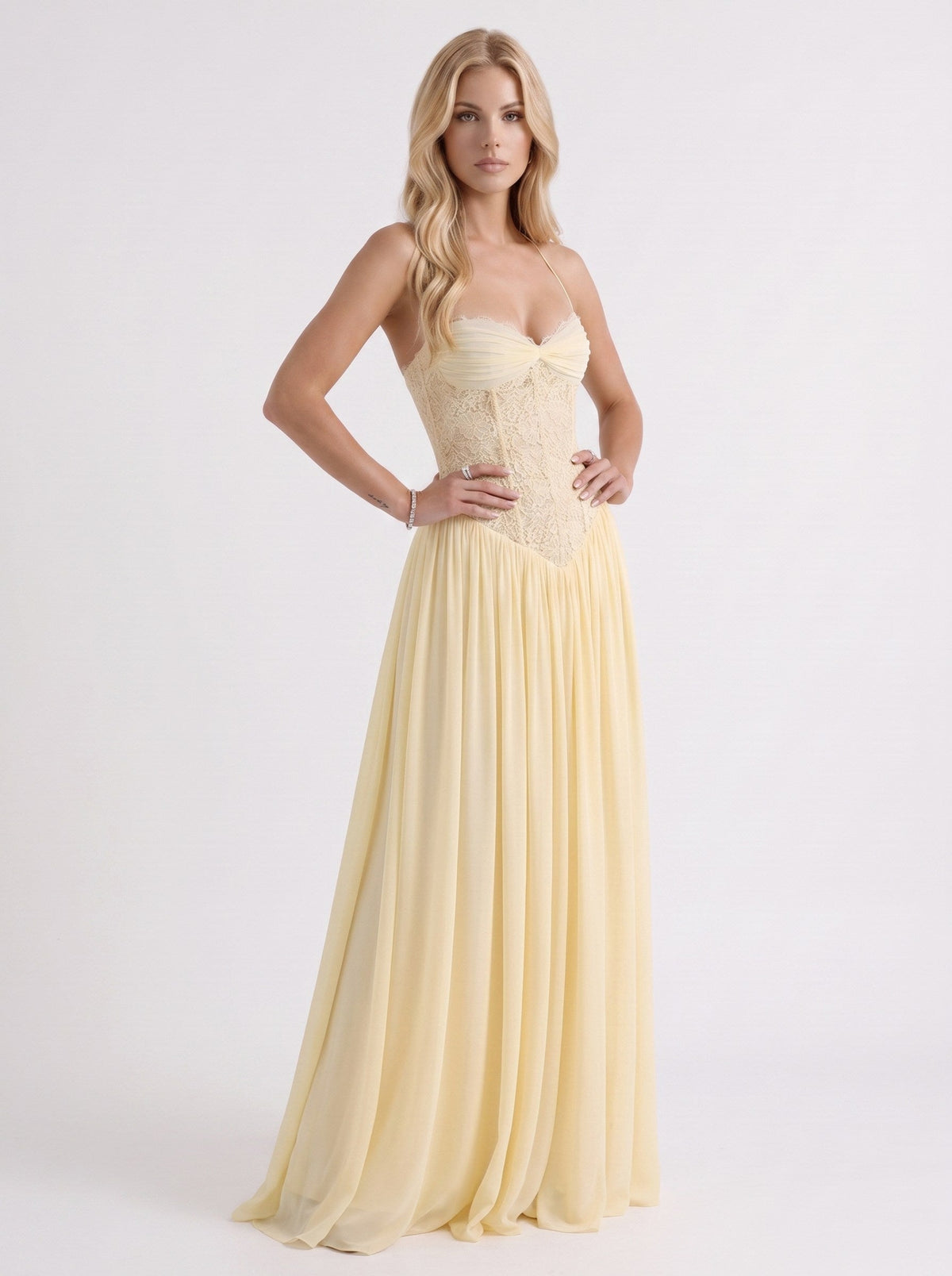 Chiffon Drop Waist Maxi Dress