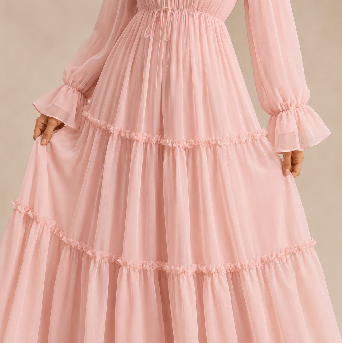 Chiffon High Neck Tiered Maxi Dress