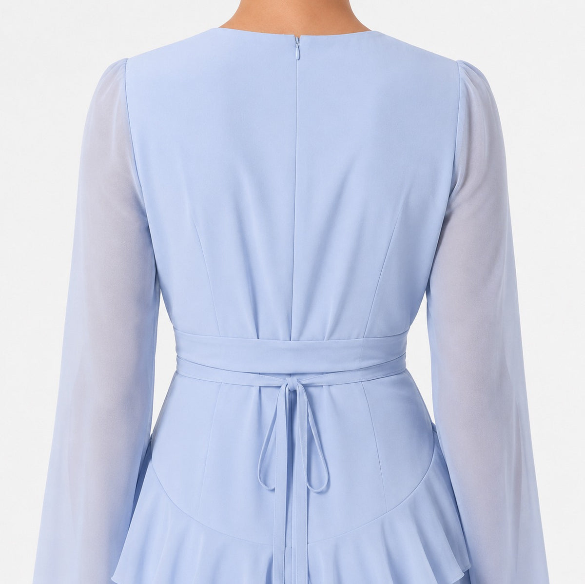 Chiffon Long Sleeve Ruffle Maxi Dress
