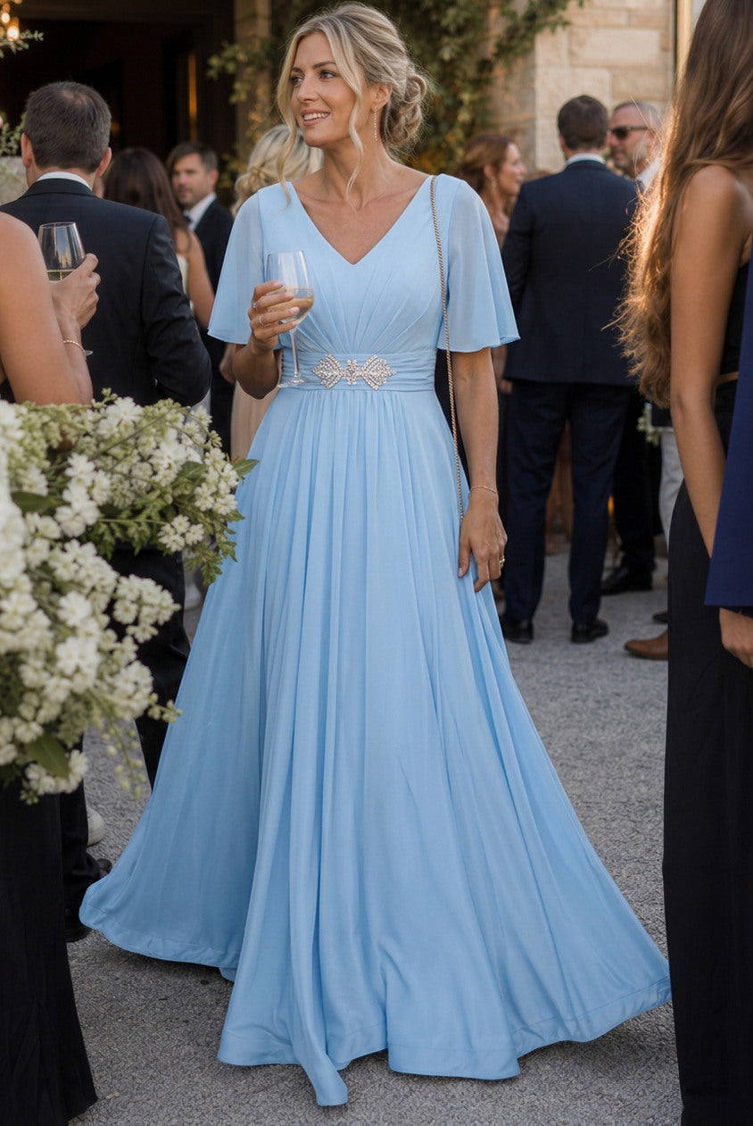 Chiffon Pleated Maxi Dress