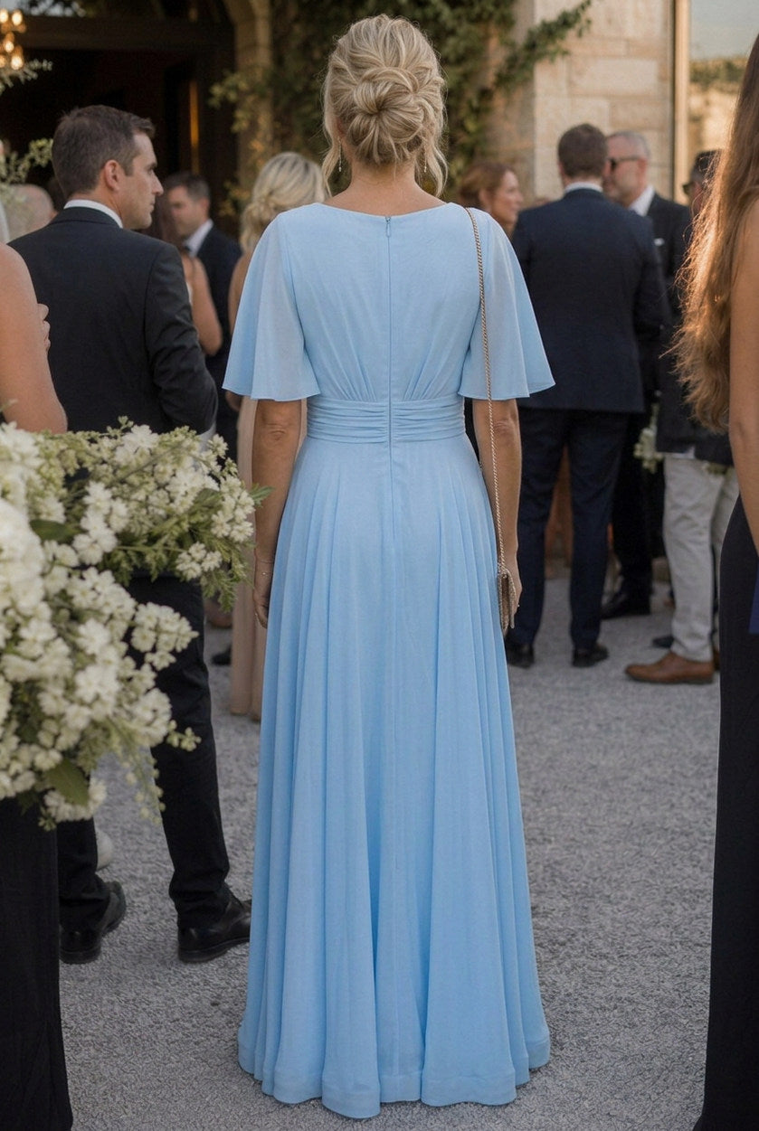 Chiffon Pleated Maxi Dress