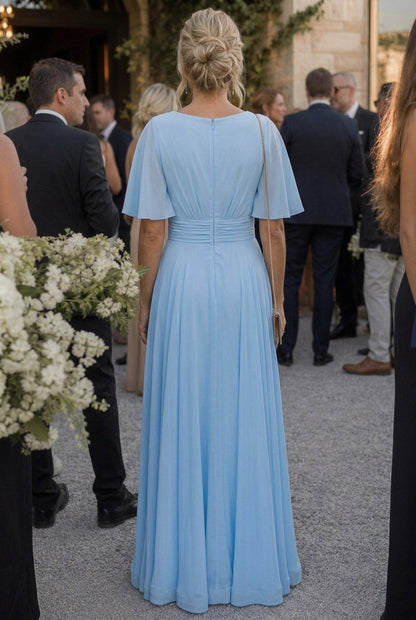 Chiffon Pleated Maxi Dress