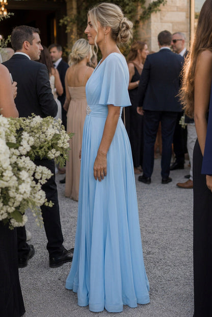 Chiffon Pleated Maxi Dress