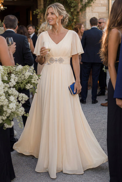 Chiffon Pleated Maxi Dress
