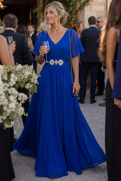 Chiffon Pleated Maxi Dress