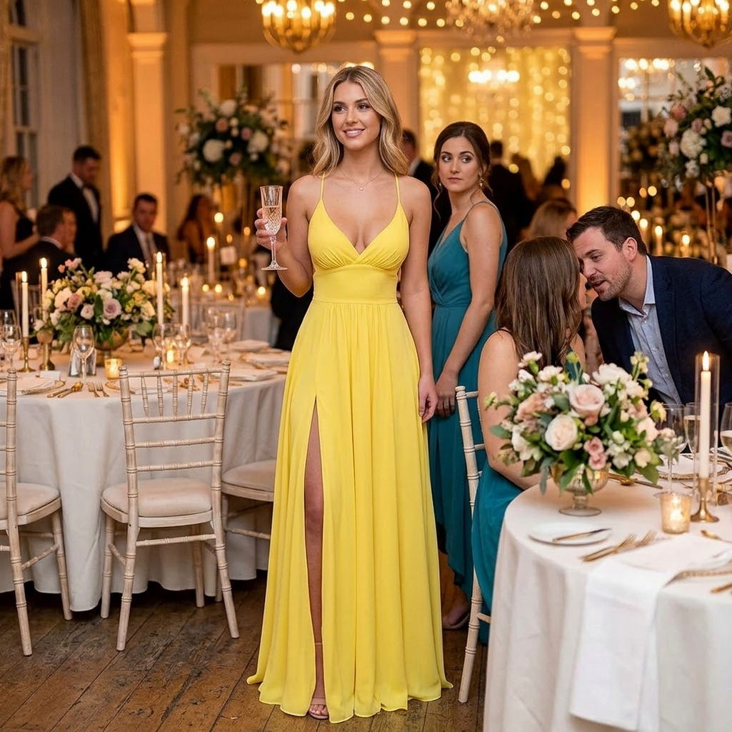 Chiffon Ruched High Slit Maxi Dress