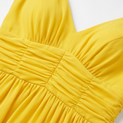 Chiffon Ruched High Slit Maxi Dress
