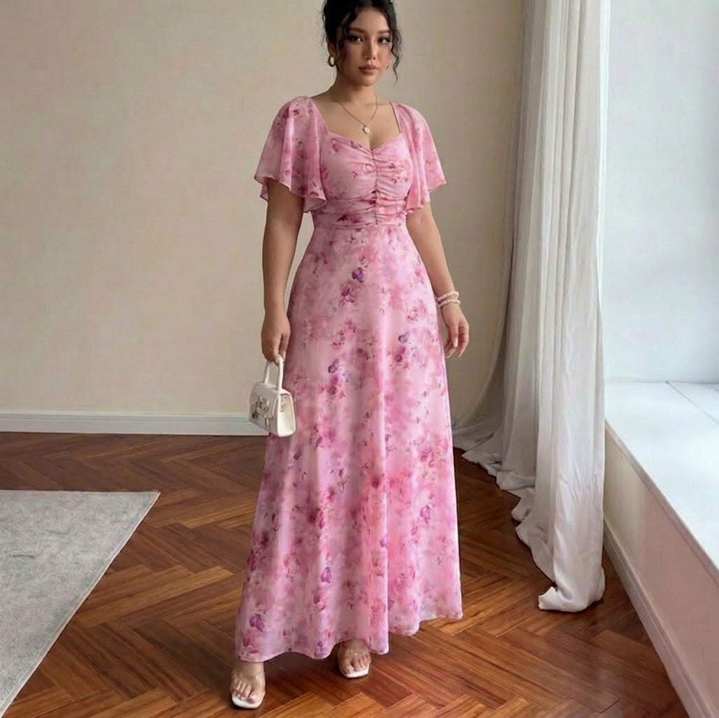 Chiffon Ruched Maxi Dress